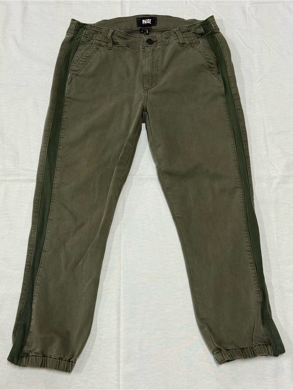 PAIGE Mayslie Jogger Two-Tone Olive Green Track Joggers